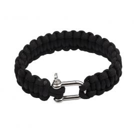 Bratara supravietuire ideallstore®, military surplus, paracord, 24 cm, negru