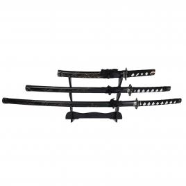 Set sabii katane decorative ideallstore®, panoplie, ninja warrior, negru, metal, 83 cm, teaca inclusa
