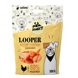 Recompense cu pui pentru caini looper chicken knots 500 g mr. bandit