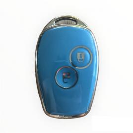 Husa tpu cheie dacia logan 1 2004-2012, sandero, duster, 2 butoane, gri albastrui cu contur auriu