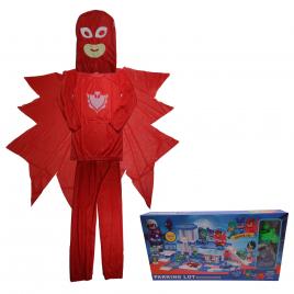 Costum pentru copii ideallstore®, red owl, marimea 5-7 ani, 110-120, rosu, jucarie inclusa