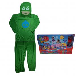 Costum pentru copii ideallstore®, green lizard, marimea 7-9 ani, 120-130, verde, cu garaj inclus