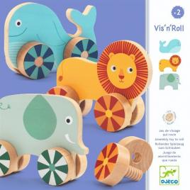 Joc constructie animale cu surub vis-n-roll djeco