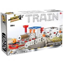 Kit stem locomotiva cu aburi și doua vagoane, nivel intermediar, 239 piese
