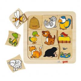 Joc puzzle de asociere casutele animalelor