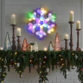 Decoratiune de craciun - fulg de nea led colorat - 32 cm