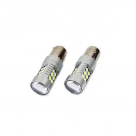 Set becuri auto cu led canbus compatibil p21w ba15s 24 smd 6.2w alb 12/24v, destinat competitiilor auto sau off-road