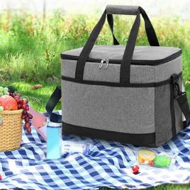 Geanta termoizolanta pentru picnic sau plaja, capacitate 16l, culoare gri