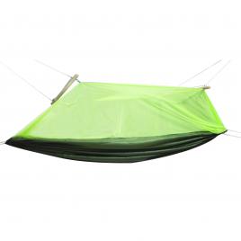 Hamac de camping dublu (2 persoane), 200 x 100 cm + plasa de tantari, culoare verde