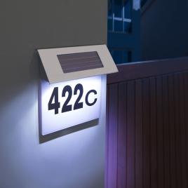 Placa numar casa iluminata led, incarcare solara, carcasa din inox