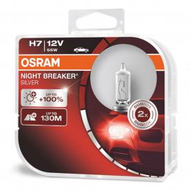 Set 2 becuri cu halogen h7 12v night breaker silver + 100%