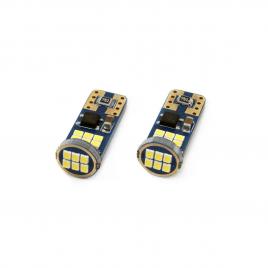 Set becuri auto cu led canbus ultrabright compatibil t10e w5w 18 smd alb 12v/24v, destinat competitiilor auto sau off-road