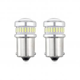 Set becuri auto cu led canbus compatibil p21 r5w/r10w 30 smd alb 12v/24v, destinat competitiilor auto sau off-road