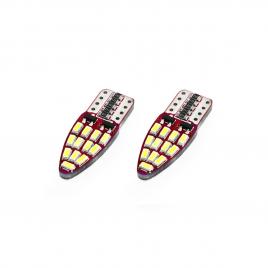 Set becuri auto cu led canbus compatibil t10e w5w 24 smd alb 12v, destinat competitiilor auto sau off-road