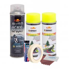 Kit complet reparatie si vopsire jante culoare galben fluorescent, v2