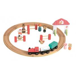 Set circuit tren din lemn cu figurine egmont toys
