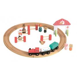 Set circuit tren din lemn cu figurine egmont toys