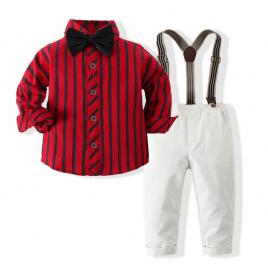 Costum pentru baietei cu camasuta rosie (marime disponibila: 12-18 luni