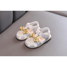 Sandalute ivoire pentru fetite - gold bow (marime disponibila: 6-9 luni