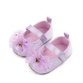 Pantofiori lila din satin (marime disponibila: 3-6 luni (marimea 18