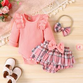 Costumas cu body roz pentru fetite - lolita (marime disponibila: 3-6 luni