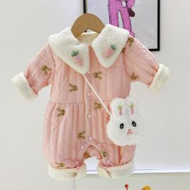 Combinezon roz din fas - bunny (marime disponibila: 12-18 luni (marimea 21