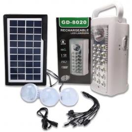 Kit solar de iluminat gdlite gd-8020 cu 3 becuri incluse ideal pentru camping