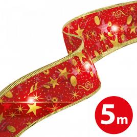 Panglică led de crăciun - roșie - 5 m x 5 cm - 2 x aa