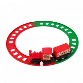 Tren de crăciun - cu cheiță - roșu/verde - 20 cm
