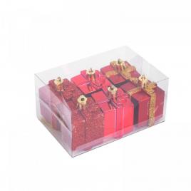 Set decor brad - cadouri roșii - 4,5 cm - 6 buc/set