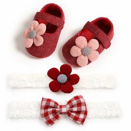 Set pantofiori si bentite - margareta roz (marime disponibila: 3-6 luni