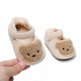 Pantofiori crem pentru fetite - ursulet (marime disponibila: 3-6 luni (marimea