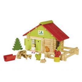 Casuta de construit din lemn 100 piese ferma cu animale