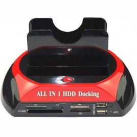 Dock hard disk, cu usb, dual, sata 3.5/2.5, gonga® negru/rosu