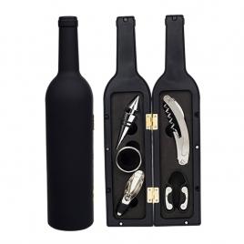 Set 6 accesorii pentru vin, model sticla de vin, gonga® negru
