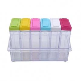 Set de 6 recipiente transparente pentru condimente, multicolor, gonga® multicolor