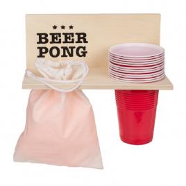 Joc de petrecere beer pong cu raft, 24 piese, gonga® rosu