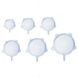 Set 6 capace din silicon premium flexibile, inlocuitor folie strech, dimensiuni diferite, reutilizabile, gonga® transparent