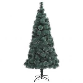 Brad de craciun artificial pin verde cu spice albe ideallstore®, perfect holiday, 150 cm, suport inclus