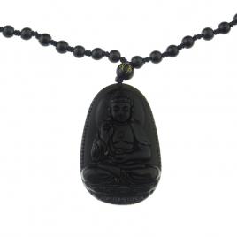 Pandant Buddha realizat din piatra semipretioasa Obsidian