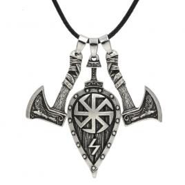 Pandant Scut si Topor- Vikingi pe snur corean