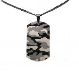 Pandant stil Military army din otel 58 cm culoare gri - negru