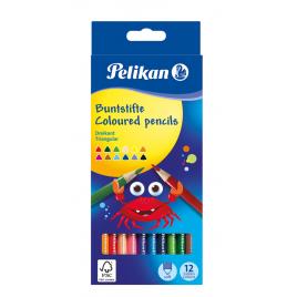 Creioane color, set 12 culori, sectiune triunghiulara