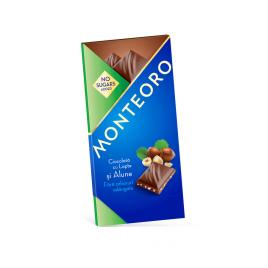 Ciocolata lapte&alune f.zahar monteoro 90gr