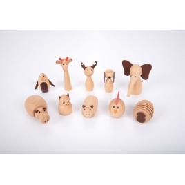 Set 10 animale din lemn lumea animalelor