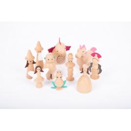 Set 10 figurine din lemn lumea basmelor
