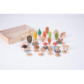 Set de 37 figurine din lemn pentru activitati educative padurea