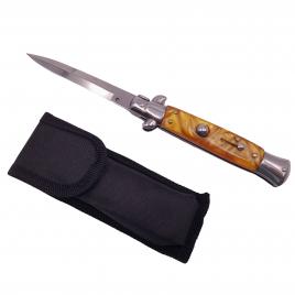 Briceag de vanatoare ideallstore®, italian wave, otel inoxidabil, 22.5 cm, maro, husa inclusa
