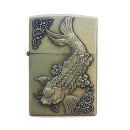 Bricheta tip zippo, 3d relief, metalica, pescuit p1