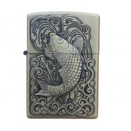 Bricheta tip zippo, 3d relief, metalica, pescuit p2